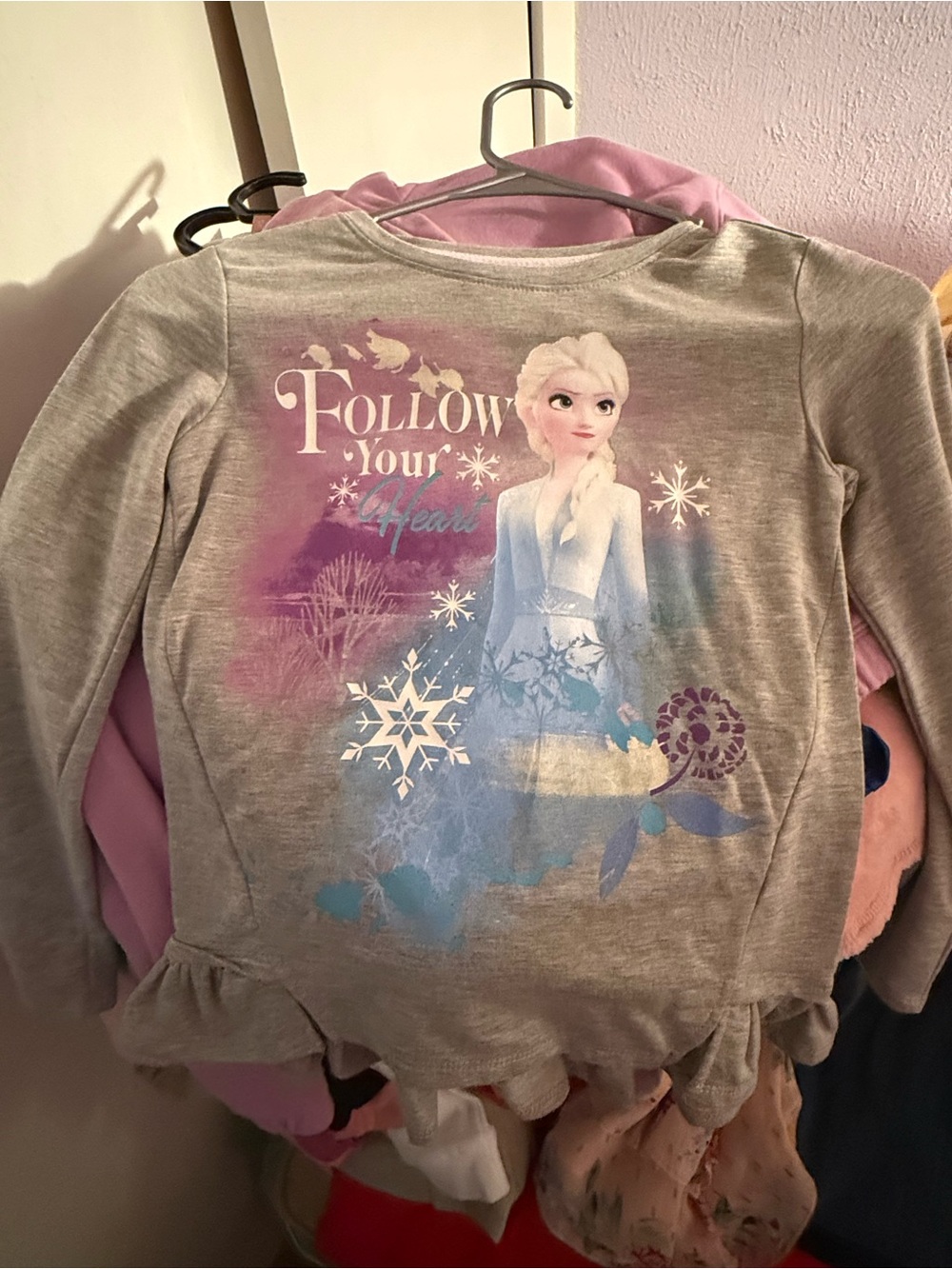 Disney Grey Long-Sleeve Elsa 'Follow Your Heart' Graphic Tee